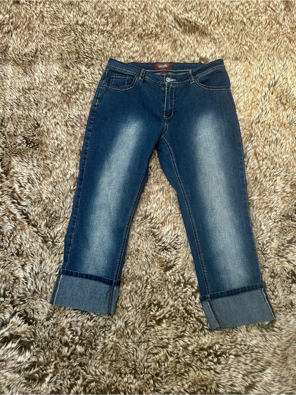 Angels Dark Blue Cropped Straight Jeans
